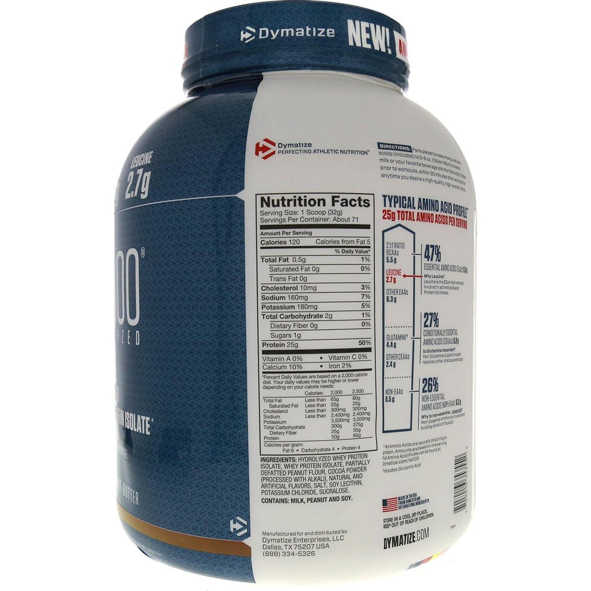 Dymatize ISO 100 Whey Protein Powder With 25g Of Hydrolyzed 100% Whey Isolate, Chocolate Peanut Butter, 5 Pound,
