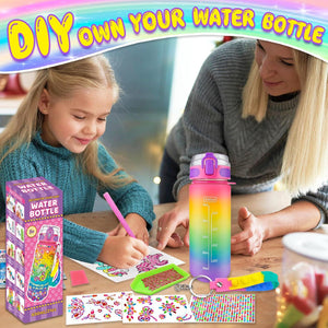 Edsportshouse DIY Water Bottle Kit for Girls Ages 4 to 10 Unicorn Painting Crafts Set Birthday or Holiday Art Toy Gift for Kids