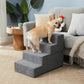 EHEYCIGA 4-Step Dog Stairs for Bed, 18" High, Non-Slip Pet Ramp for Small Dogs & Cats, Indoor Grey Steps