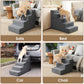EHEYCIGA 4-Step Dog Stairs for Bed, 18" High, Non-Slip Pet Ramp for Small Dogs & Cats, Indoor Grey Steps