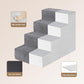 EHEYCIGA 4-Step Dog Stairs for Bed, 18" High, Non-Slip Pet Ramp for Small Dogs & Cats, Indoor Grey Steps
