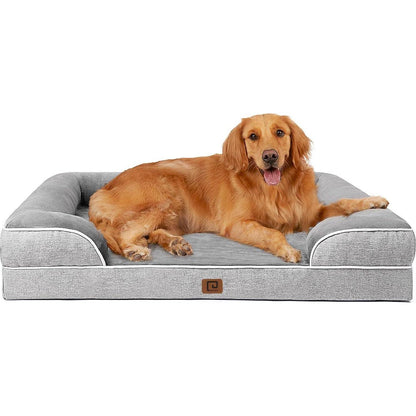 Eheyciga Orthopedic Large Dog Bed with Memory Foam Sides Washable Cover Non Slip Grey