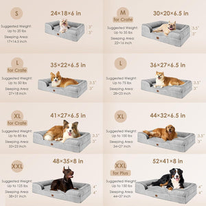 Eheyciga Orthopedic Dog Bed for Extra Large Dogs XL Waterproof Memory Foam Couch Style with Removable Grey Cover