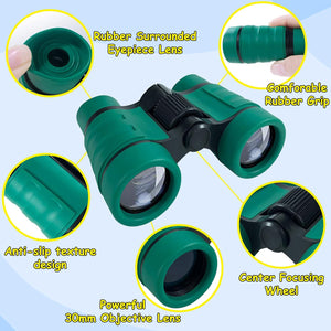 ESSENSON Binoculars For Kids Toys Gifts For Age 3-12 Years Old Boys Girls Kid Telescope Outdoor Toys For Sport And Outside Play Hiking, Bird Watching, Travel, Camping, Birthday Presents (Forest Green),