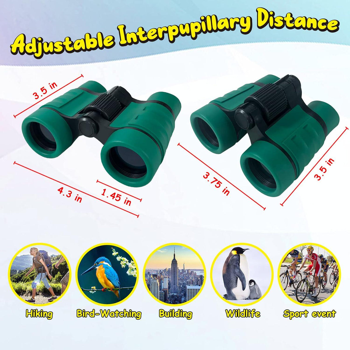 ESSENSON Binoculars For Kids Toys Gifts For Age 3-12 Years Old Boys Girls Kid Telescope Outdoor Toys For Sport And Outside Play Hiking, Bird Watching, Travel, Camping, Birthday Presents (Forest Green),