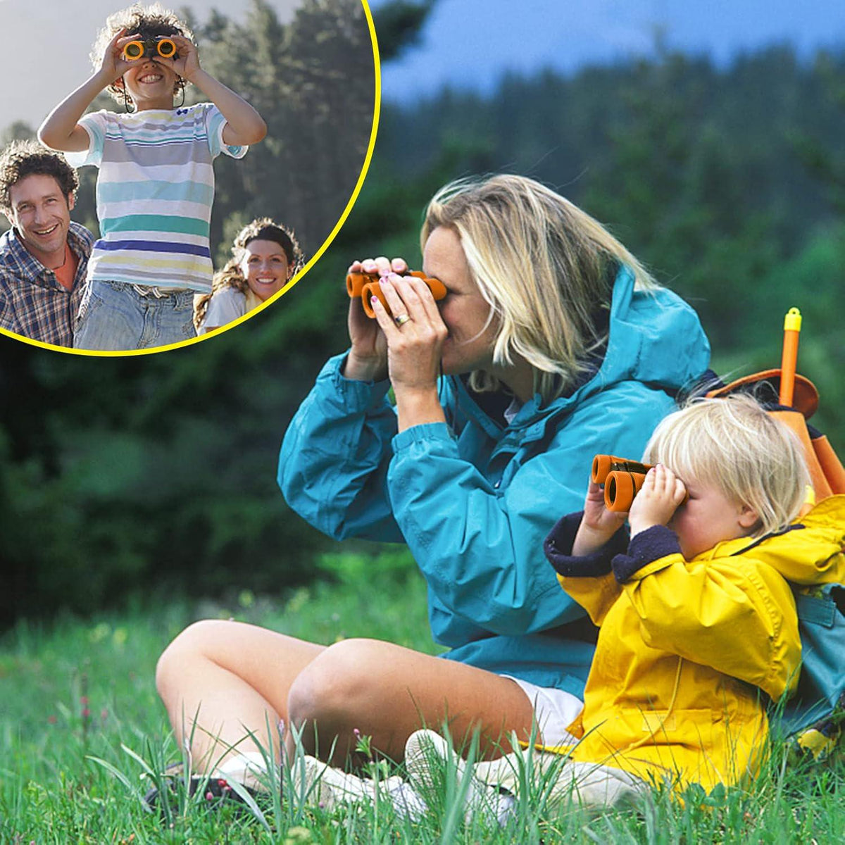 ESSENSON Binoculars For Kids Toys Gifts For Age 3-12 Years Old Boys Girls Kids Telescope Outdoor Toys For Sports And Outside Play Hiking, Bird Watching, Travel, Camping, Birthday Presents (Orange),