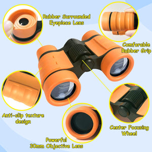 ESSENSON Binoculars For Kids Toys Gifts For Age 3-12 Years Old Boys Girls Kids Telescope Outdoor Toys For Sports And Outside Play Hiking, Bird Watching, Travel, Camping, Birthday Presents (Orange),