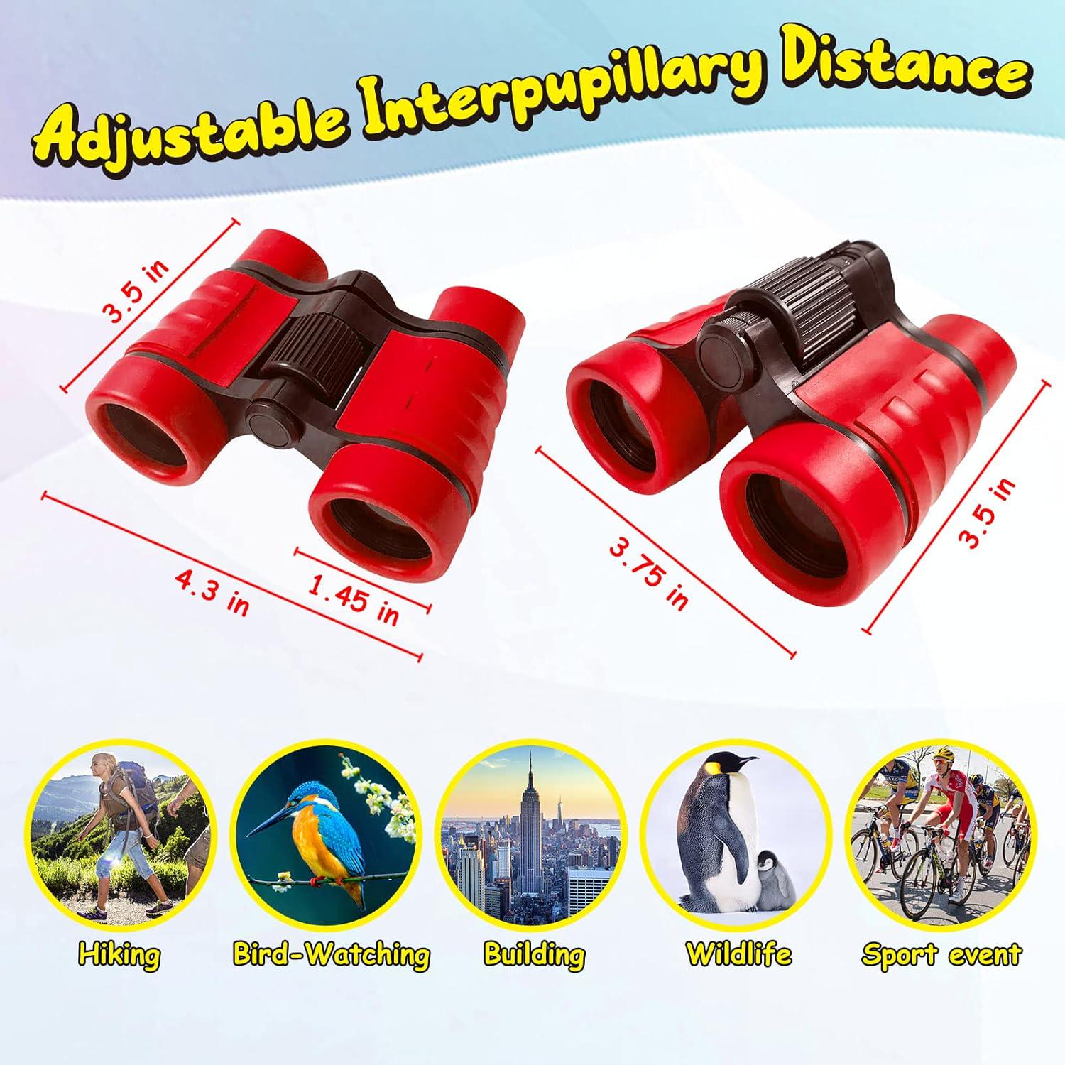 ESSENSON Binoculars For Kids Toys Gifts For Age 3-12 Years Old Boys Girls Kids Telescope Outdoor Toys For Sports And Outside Play Hiking, Bird Watching, Travel, Camping, Birthday Presents (Red),