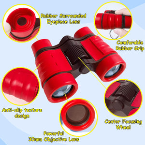 ESSENSON Binoculars For Kids Toys Gifts For Age 3-12 Years Old Boys Girls Kids Telescope Outdoor Toys For Sports And Outside Play Hiking, Bird Watching, Travel, Camping, Birthday Presents (Red),