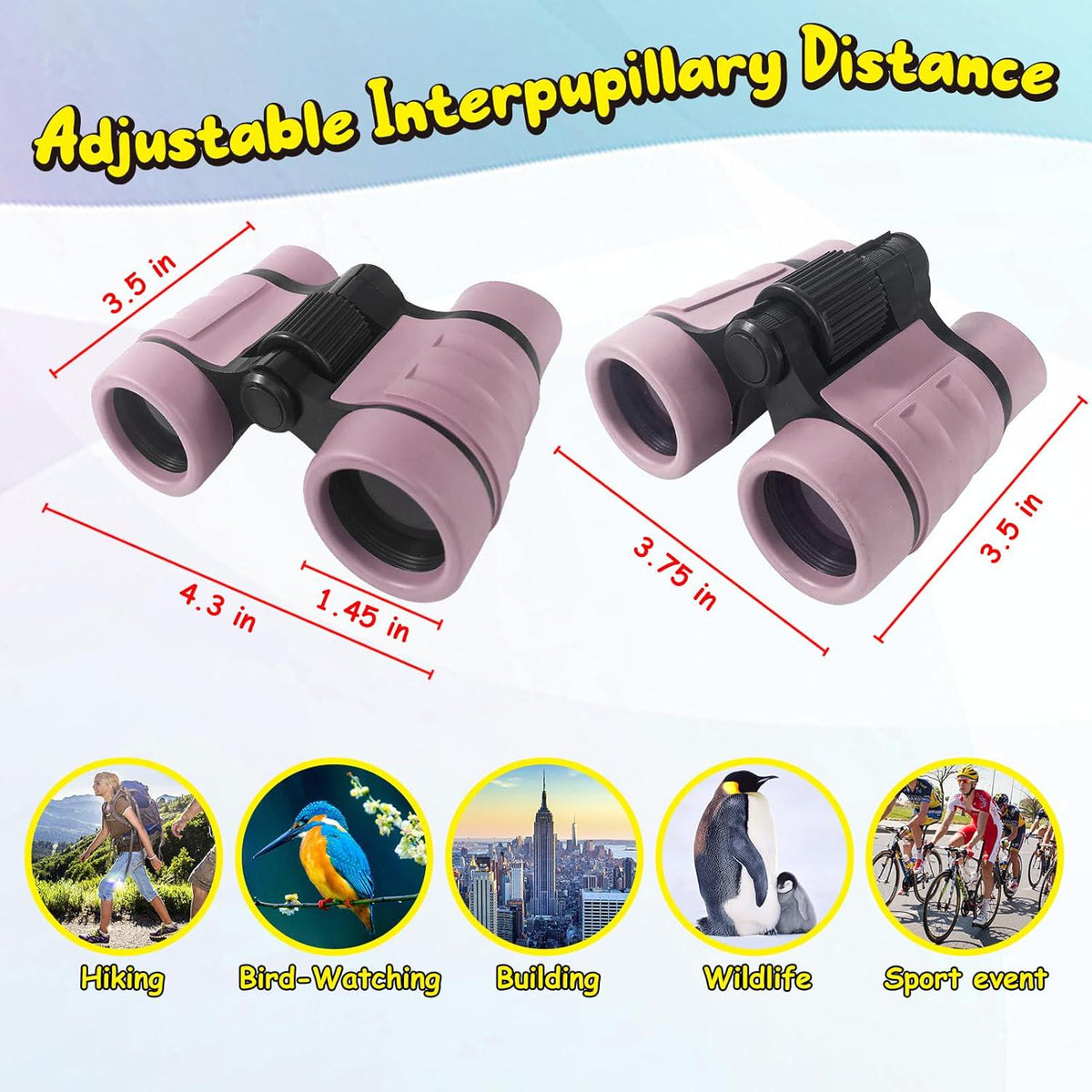 ESSENSON Binoculars For Kids Toys Gifts For Age 3-12 Years Old Boys Girls Kids Telescope Outdoor Toys For Sports And Outside Play Hiking, Bird Watching, Travel, Camping, Birthday Presents (Ice Rose),