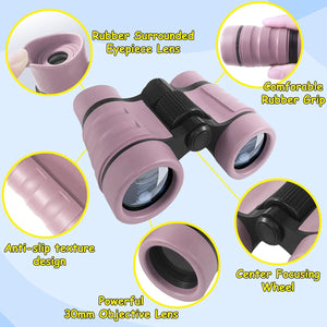 ESSENSON Binoculars For Kids Toys Gifts For Age 3-12 Years Old Boys Girls Kids Telescope Outdoor Toys For Sports And Outside Play Hiking, Bird Watching, Travel, Camping, Birthday Presents (Ice Rose),