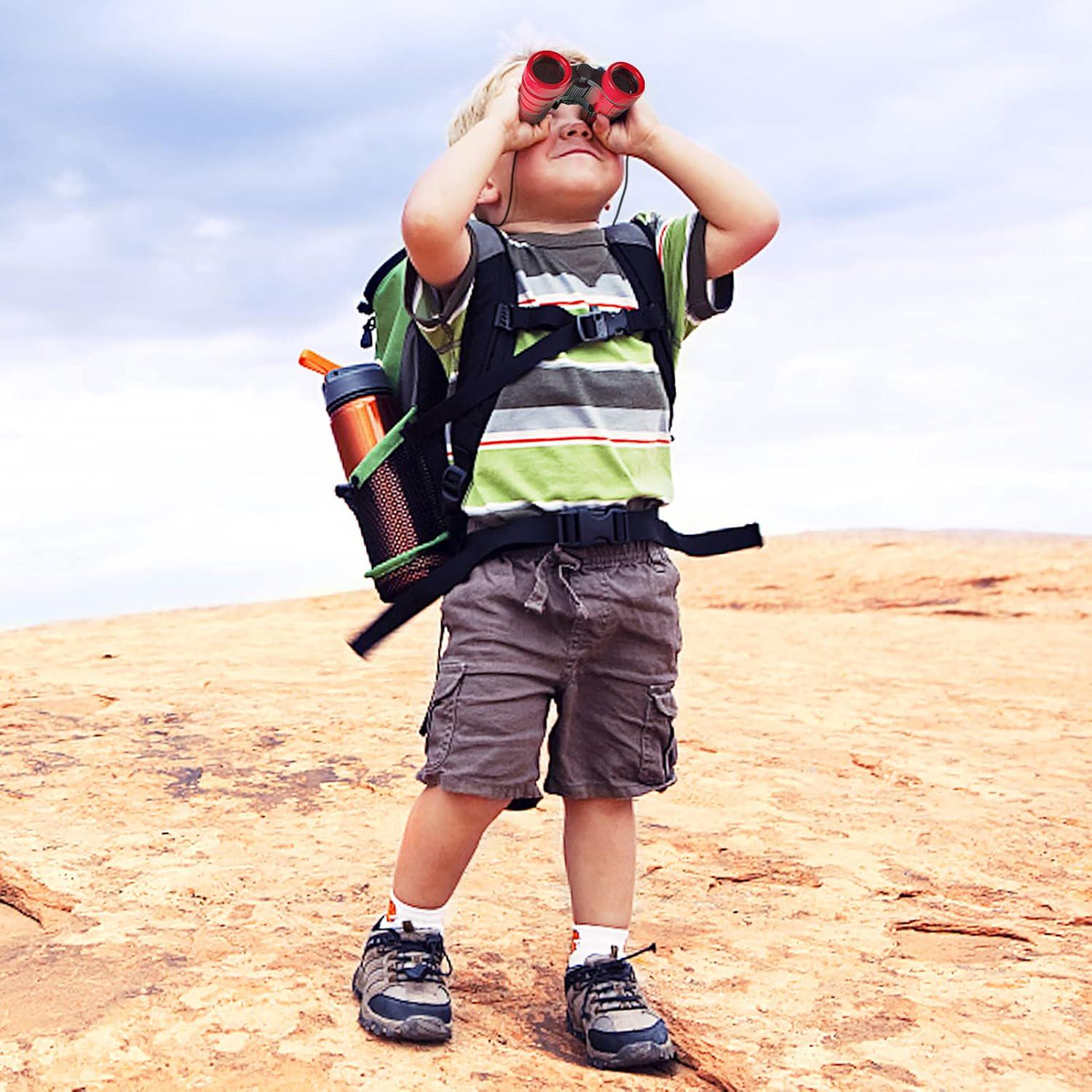 ESSENSON Binoculars For Kids Toys Gifts For Age 3-12 Years Old Boys Girls Kids Telescope Outdoor Toys For Sports And Outside Play Hiking, Bird Watching, Travel, Camping, Birthday Presents (Red),