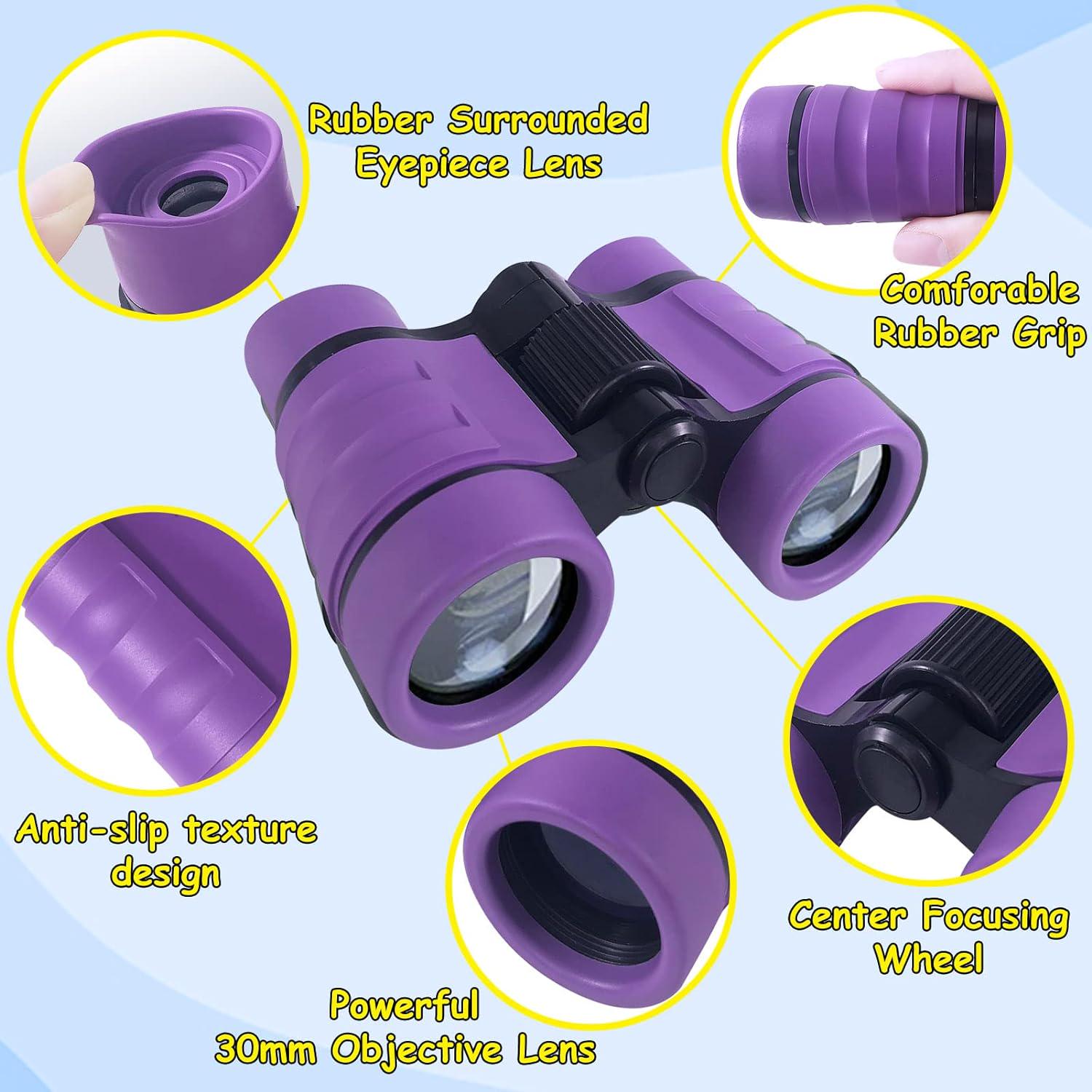 ESSENSON Binoculars For Kids Toys Gifts For Age 3-12 Years Old Boys Girls Kids Telescope Outdoor Toys For Sports And Outside Play Hiking, Bird Watching, Travel, Camping, Birthday Presents (Purple),