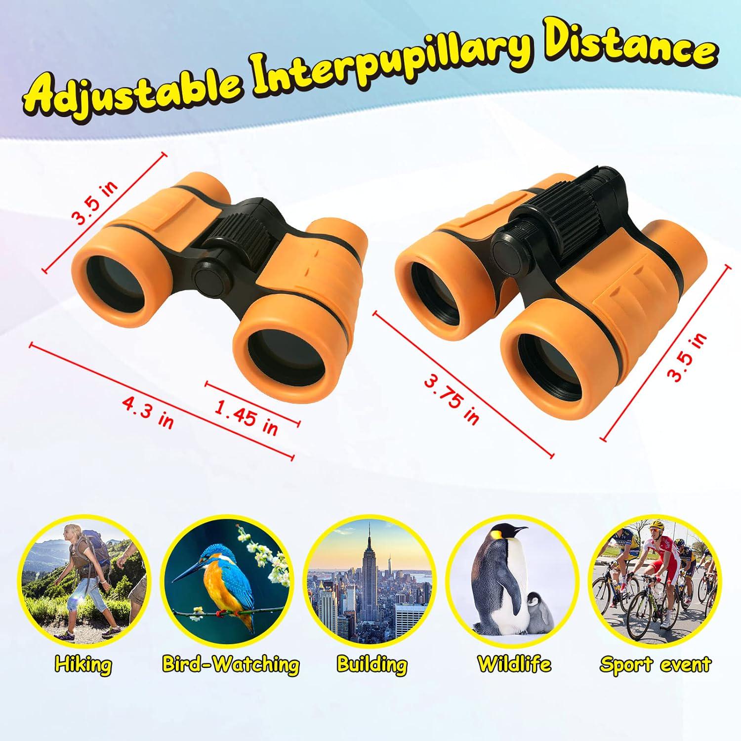 ESSENSON Binoculars For Kids Toys Gifts For Age 3-12 Years Old Boys Girls Kids Telescope Outdoor Toys For Sports And Outside Play Hiking, Bird Watching, Travel, Camping, Birthday Presents (Orange),