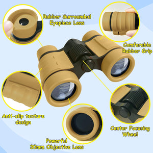 ESSENSON Binoculars For Kids Toys Gifts For Age 3-12 Years Old Boys Girls Kids Telescope Outdoor Toys For Sports And Outside Play Hiking, Bird Watching, Travel, Camping, Birthday Presents (Desert),