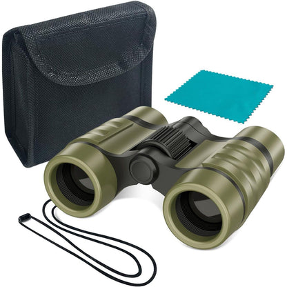 ESSENSON Binoculars For Kids Toys Gifts For Age 3-12 Years Old Boys Girls Kids Telescope Outdoor Toys For Sport And Outside Play Hiking, Bird Watching, Travel, Camping, Birthday Presents (Olive Green),