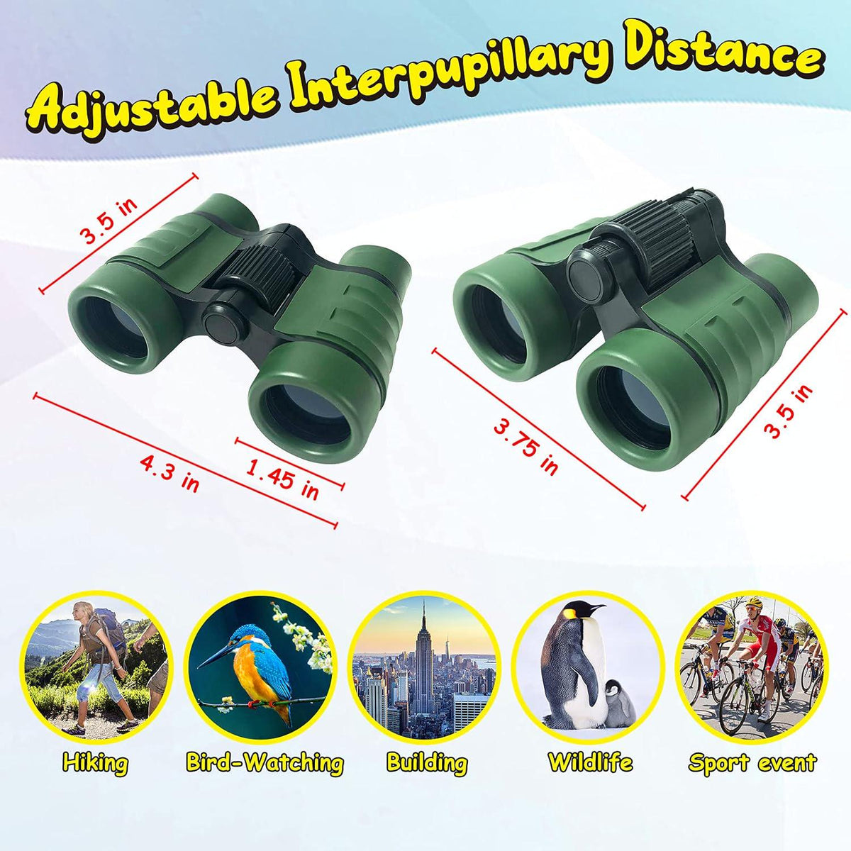ESSENSON Binoculars For Kids Toy Gift For 3 4 5 6 7 8+ Year Old Boys Girls Kids Telescope Outdoor Toys For Sports And Outside Play Hiking, Bird Watching, Travel, Camping, Birthday Presents(Green),