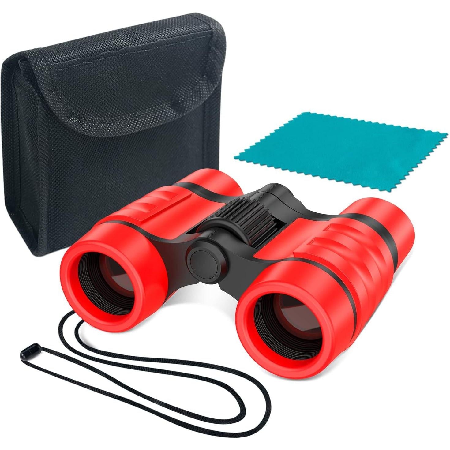 ESSENSON Binoculars For Kids Toys Gifts For Age 3-12 Years Old Boys Girls Kids Telescope Outdoor Toys For Sports And Outside Play Hiking, Bird Watching, Travel, Camping, Birthday Presents (Red),
