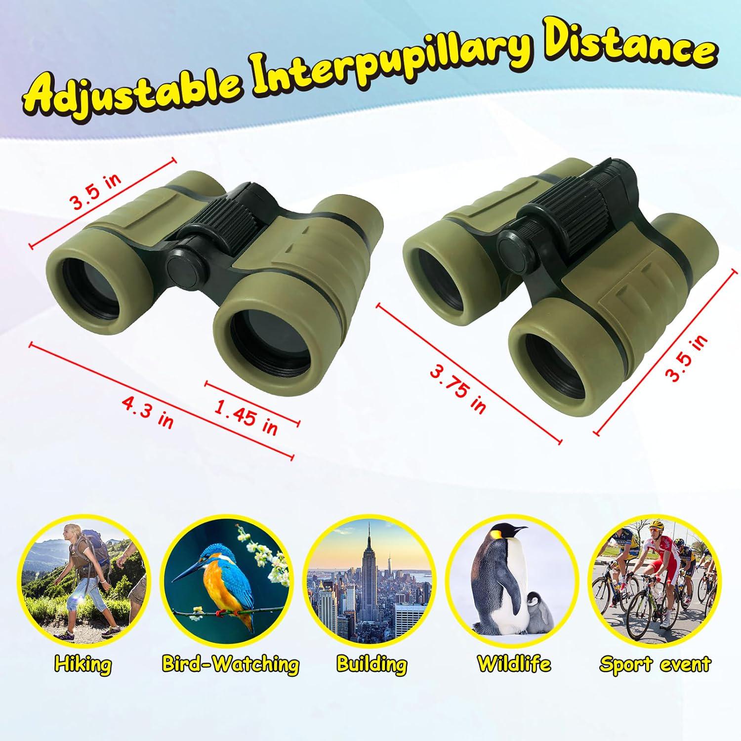 ESSENSON Binoculars For Kids Toys Gifts For Age 3-12 Years Old Boys Girls Kids Telescope Outdoor Toys For Sport And Outside Play Hiking, Bird Watching, Travel, Camping, Birthday Presents (Olive Green),