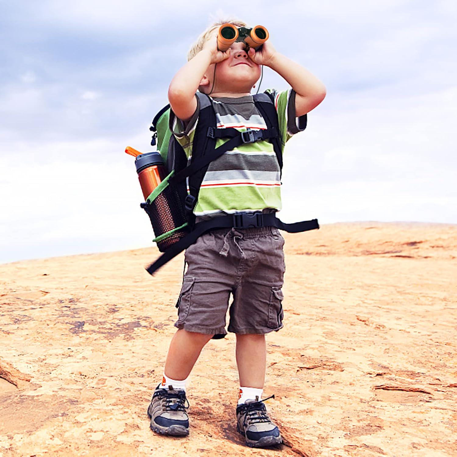 ESSENSON Binoculars For Kids Toys Gifts For Age 3-12 Years Old Boys Girls Kids Telescope Outdoor Toys For Sports And Outside Play Hiking, Bird Watching, Travel, Camping, Birthday Presents (Orange),