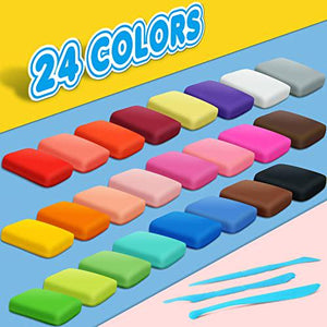 Essenson Magic Air Dry Clay for Kids 24 Colors with Tools Modeling Clay Set for Ages 3 to 8 Boys Girls