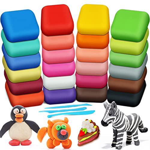 Essenson Magic Air Dry Clay for Kids 24 Colors with Tools Modeling Clay Set for Ages 3 to 8 Boys Girls