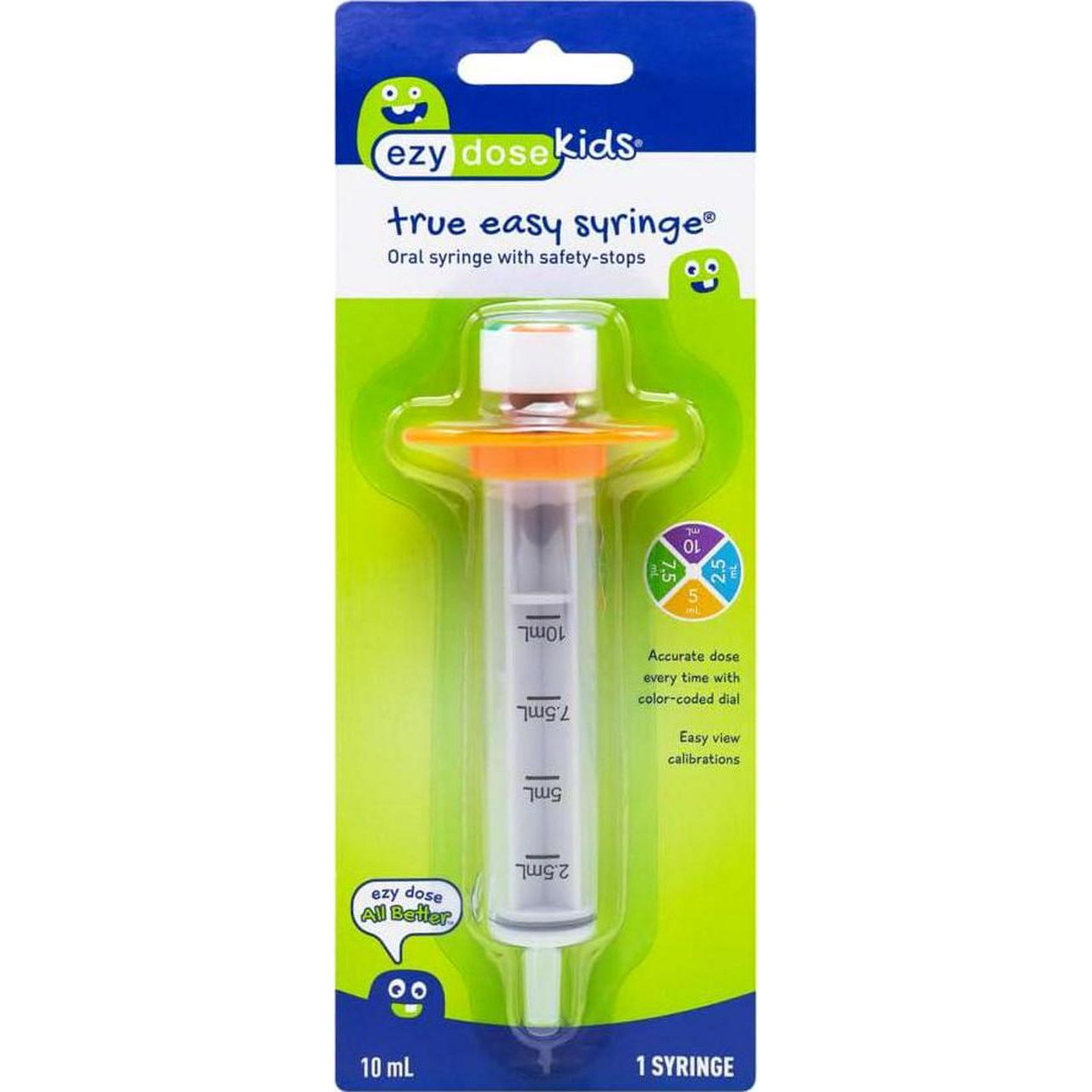 EZY DOSE Kids Baby Oral Syringe And Dispenser, True Easy Design For Liquid Medicine, Easy To Control, 10 ML/2 TSP Color Coded, BPA Free,