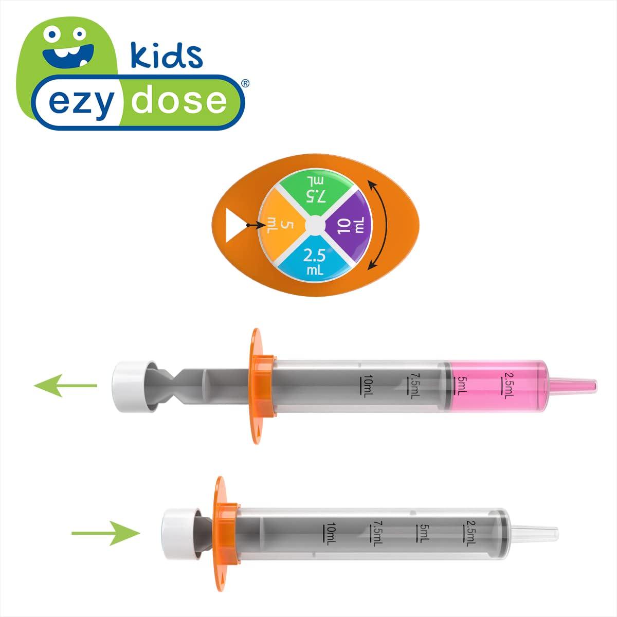 EZY DOSE Kids Baby Oral Syringe And Dispenser, True Easy Design For Liquid Medicine, Easy To Control, 10 ML/2 TSP Color Coded, BPA Free,