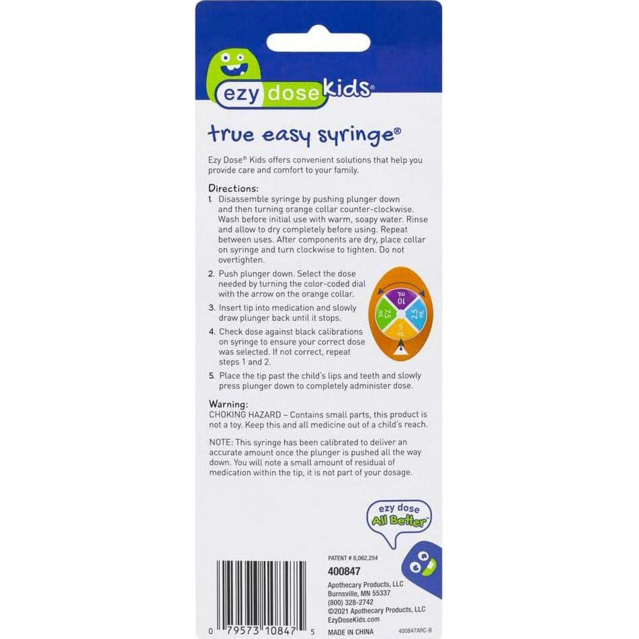 EZY DOSE Kids Baby Oral Syringe And Dispenser, True Easy Design For Liquid Medicine, Easy To Control, 10 ML/2 TSP Color Coded, BPA Free,