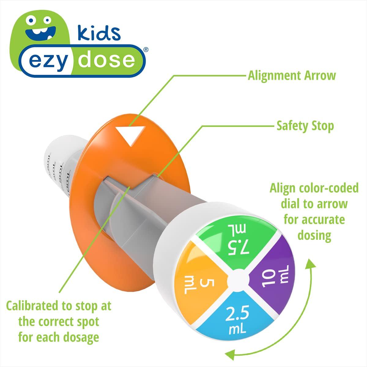 EZY DOSE Kids Baby Oral Syringe And Dispenser, True Easy Design For Liquid Medicine, Easy To Control, 10 ML/2 TSP Color Coded, BPA Free,