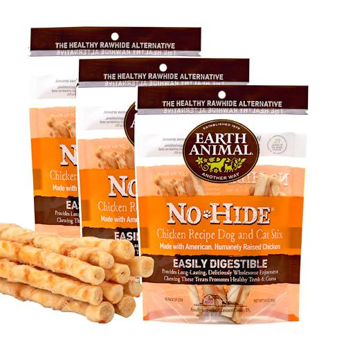Earth Animal No-Hide Stix, 3 Pack, Chicken Flavored, Rawhide-Free Chews for Dogs & Cats, Long Lasting & Natural