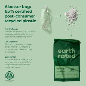 Earth Rated Dog Poop Bags Unscented Single Roll 300 Count Thick Leak Proof for Outdoor Pickup