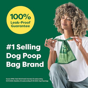 Earth Rated Dog Poop Bags, 120 Count, Unscented, Extra-Wide Leakproof with Handles, Easy-Tie Rolls
