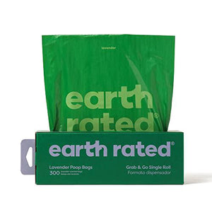 Earth Rated Dog Poop Bags Lavender Scented Thick Grab and Go Refill Roll 300 Count for Backyard