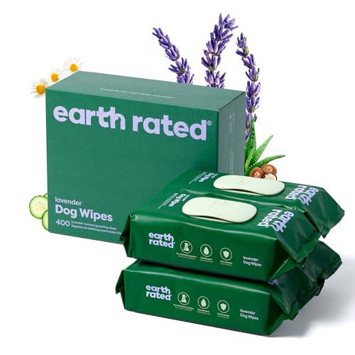 Earth Rated Dog Wipes 400 Count Lavender Scented Hypoallergenic Cleansing Wipes for Paws and Coat