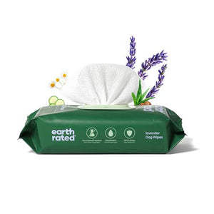 Earth Rated Lavender Pet Wipes, 100 Ct, Hypoallergenic Grooming Wipes for Dogs & Cats