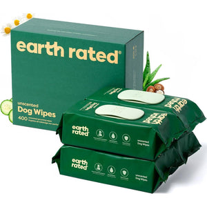 Earth Rated Pet Wipes, 400 Ct, Hypoallergenic Grooming Wipes for Dogs & Cats, Unscented