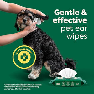 Earth Rated Pet Ear Wipes 70 Count Wild Oat Scent Hypoallergenic Dog and Cat Ear Cleaning Wipes