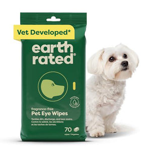 Earth Rated Pet Eye Wipes 70 Count Fragrance Free Hypoallergenic Cleaner for Dogs and Cats Tear Stains