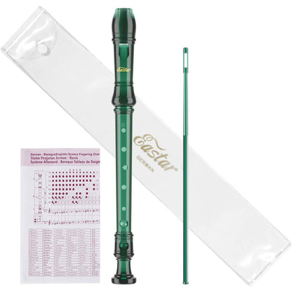 Eastar ERS-1GG GPPS 3 Piece C German Style Soprano Recorder, Dark Green,