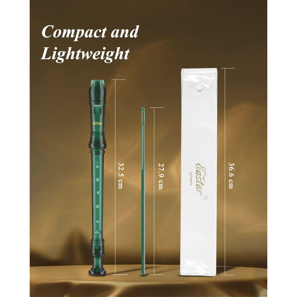 Eastar ERS-1GG GPPS 3 Piece C German Style Soprano Recorder, Dark Green,