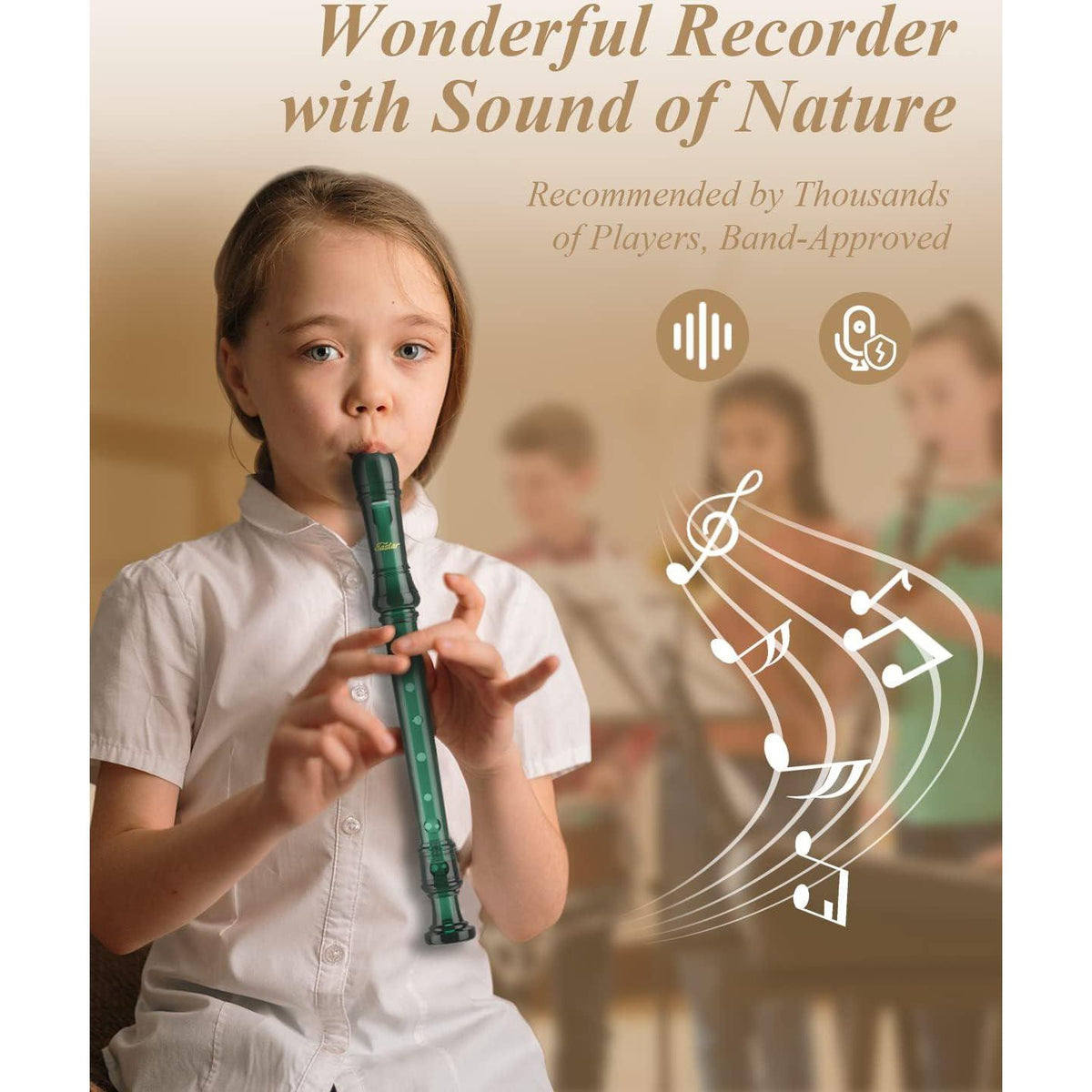 Eastar ERS-1GG GPPS 3 Piece C German Style Soprano Recorder, Dark Green,