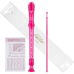Eastar Soprano Recorder Instrument For Kids Students Beginners, German Fingering C Key Recorder Instrument 3 Piece With Cleaning Kit, Storage Bag, Fingering Chart, ERS-1GP, Pink, School-Approved,