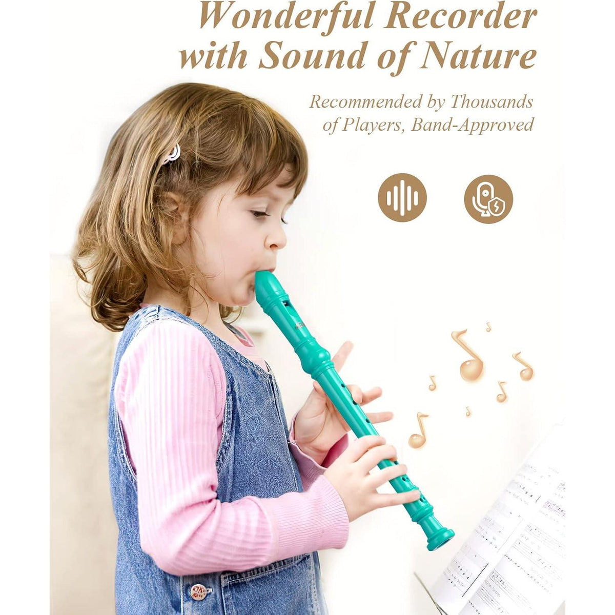 Eastar Soprano Recorder Instrument For Kids Beginner, German Fingering C Key Recorder Instrument 3Piece With Cleaning Kit, Thumb Rest, Cotton Bag, Fingering Chart, ERS-21GSB, Sky Blue, School-Approved,