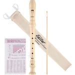 Eastar Soprano Recorder Instrument For Kids Beginner, Baroque Fingering C Key Recorder Instrument 3 Piece With Cleaning Kit, Thumb Rest, Cotton Bag, Fingering Chart, ERS-21BN, Natural, School-Approved,