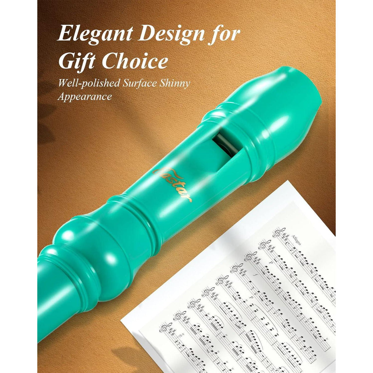 Eastar Soprano Recorder Instrument For Kids Beginner, German Fingering C Key Recorder Instrument 3Piece With Cleaning Kit, Thumb Rest, Cotton Bag, Fingering Chart, ERS-21GSB, Sky Blue, School-Approved,