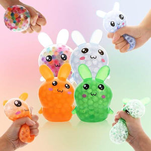 Easter Squishy Bunny Toys, 4 Pack, Stress Relief Fidget Balls for Adults & Kids, Basket Stuffers & Easter Gifts
