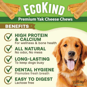 EcoKind Premium Yak Cheese Dog Chews Large 1 lb Pack 4 Natural Long Lasting Treats for Aggressive Chewers