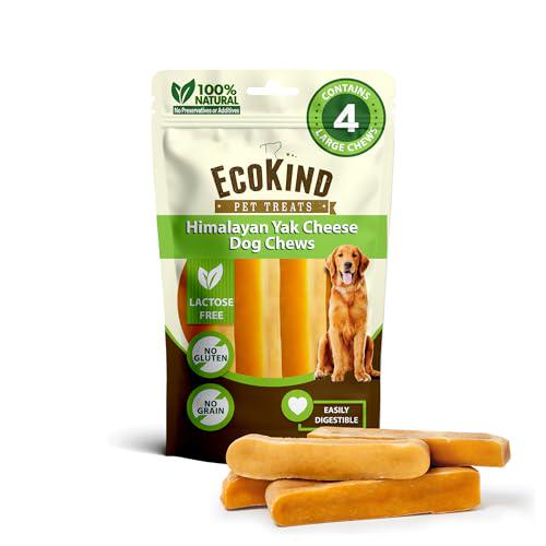 EcoKind Premium Yak Cheese Dog Chews Large 1 lb Pack 4 Natural Long Lasting Treats for Aggressive Chewers