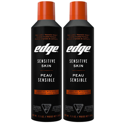 Edge Edge Shaving Gel For Men, 9.5oz, 2 Pack Mens Shave Gel With Aloe, Mens Shaving Cream Sensitive Skin Shave Gel - Moisturizes, Protects, And Soothes